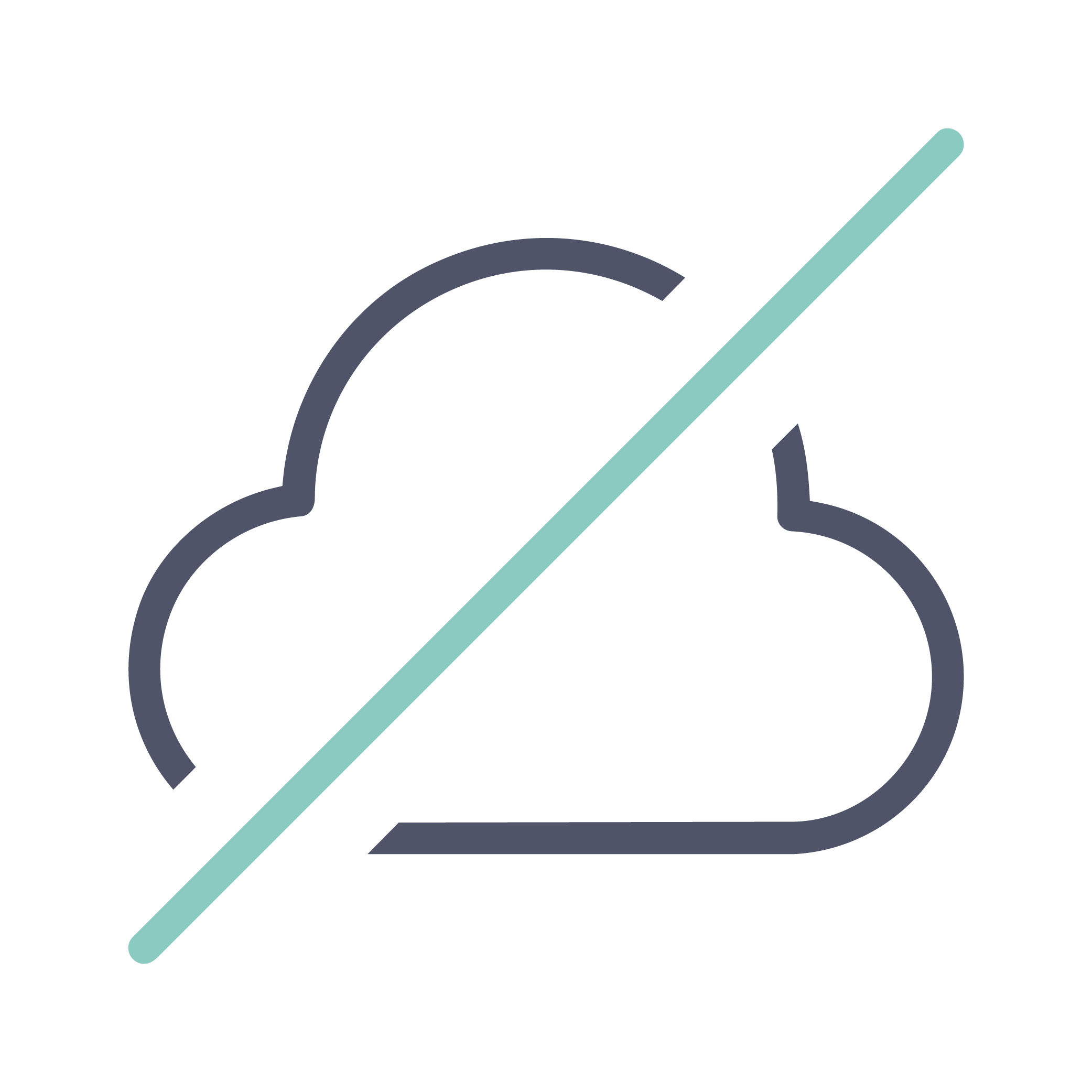 Icon mit einer durchgestrichenen Cloud-Wolke